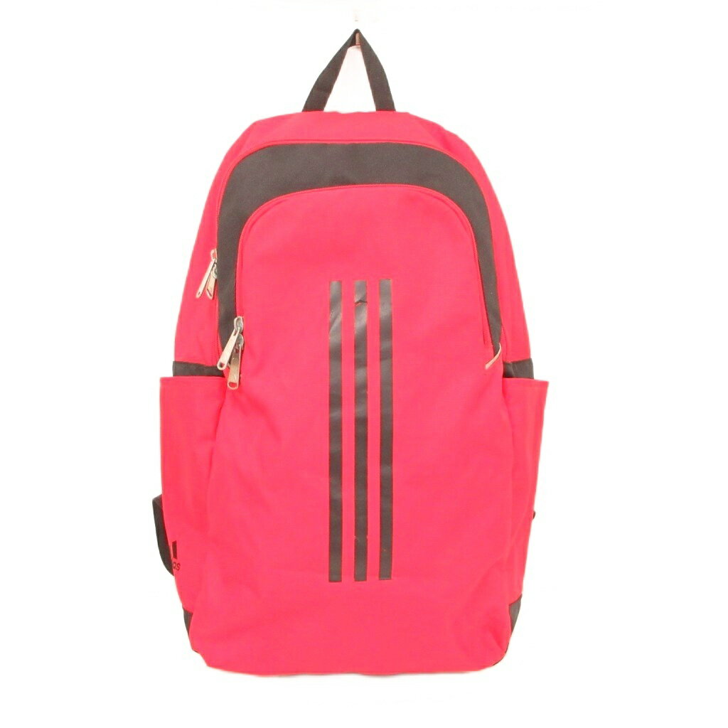 【中古】アディダス adidas リュックサック デイパック 赤 レッド 3本線デザイン サイドポケット フロントジップポケット /IB ■GY99 メンズ レディース 【ベクトル 古着】 260427