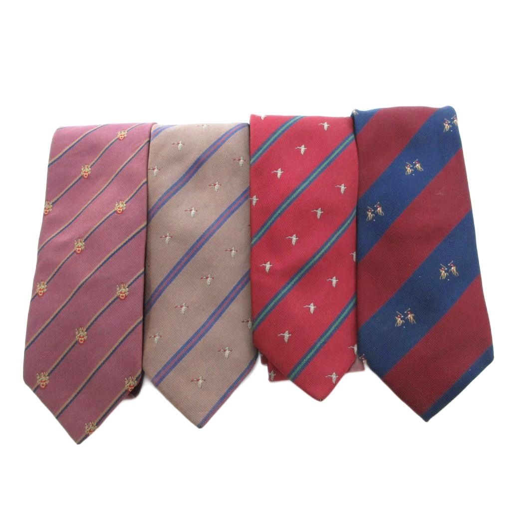【中古】アクアスキュータム AQUASCUTUM ネクタイ 4本セット まとめ マルチカラー 赤 紺 ネイビー ストライプ柄 総柄 /SX ■GY99 メンズ..