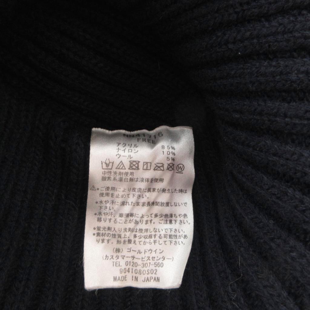 【中古】ザノースフェイス THE NORTH FACE ニット帽 ビーニー 帽子 FREE 紺色 ネイ...