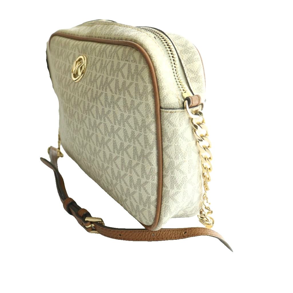 【中古】マイケルコース MICHAEL KORS ジェット セット トラベル スモール クロスボディ バッグ JET SET TRAVEL SMALL CROSSBODY BAG ショルダー MKロゴ キャンバス レザー アイボリー /SS ■OS ■GY01 レディース 【ベクトル 古着】 260407 3