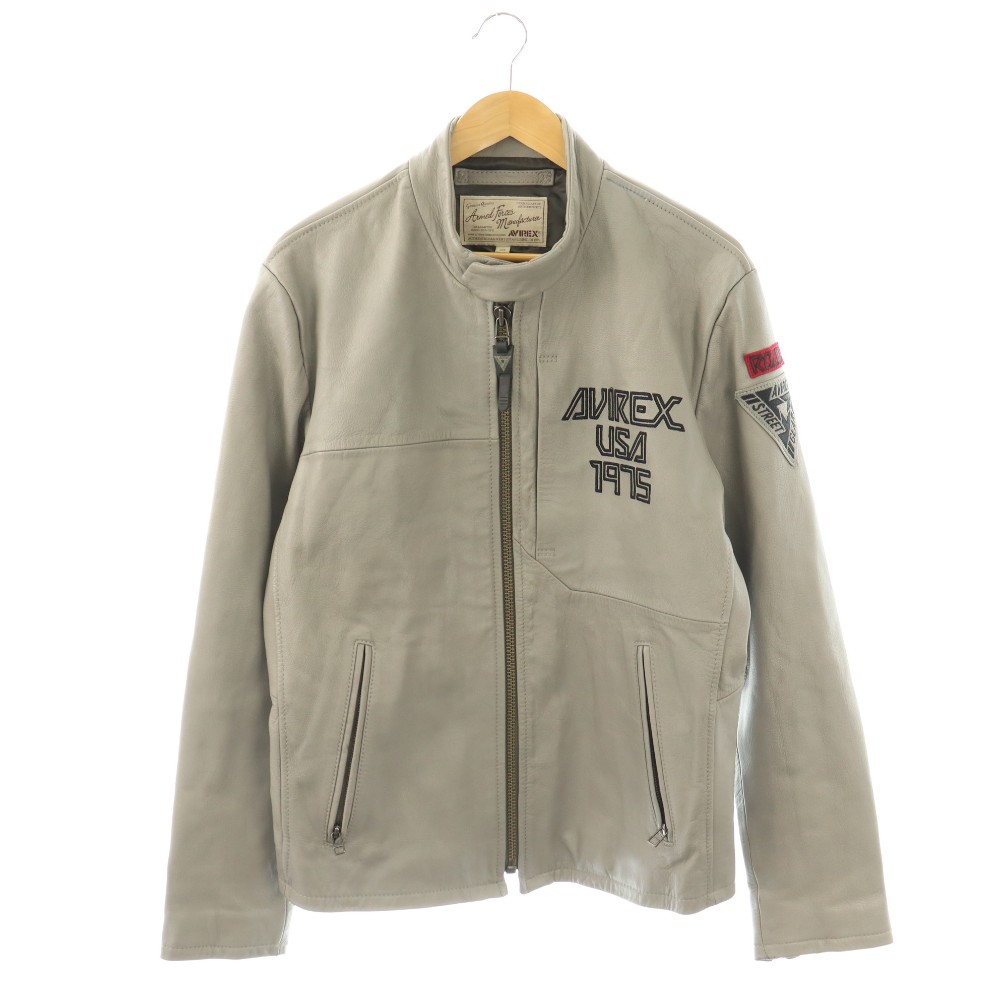 樂天商城 - 【中古】アヴィレックス AVIREX 6181062 STREET GEAR ROAD ライダース ジャケット ジップアップ シングル 撥水 ゴートレザー 2XL グレー /HK メンズ 【ベクトル 古着】 260407