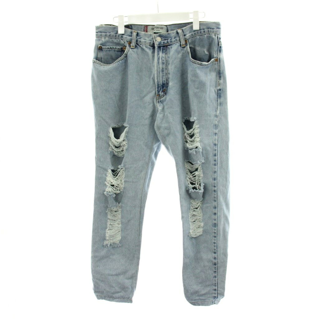 [중고] 리바이스 Levi's COMFORT FIT 데님 팬츠 청바지 W33L32 하늘색 라이트 블루 데미지 가공 /AN11 ■GY99 여성 [벡터 헌옷] 260407