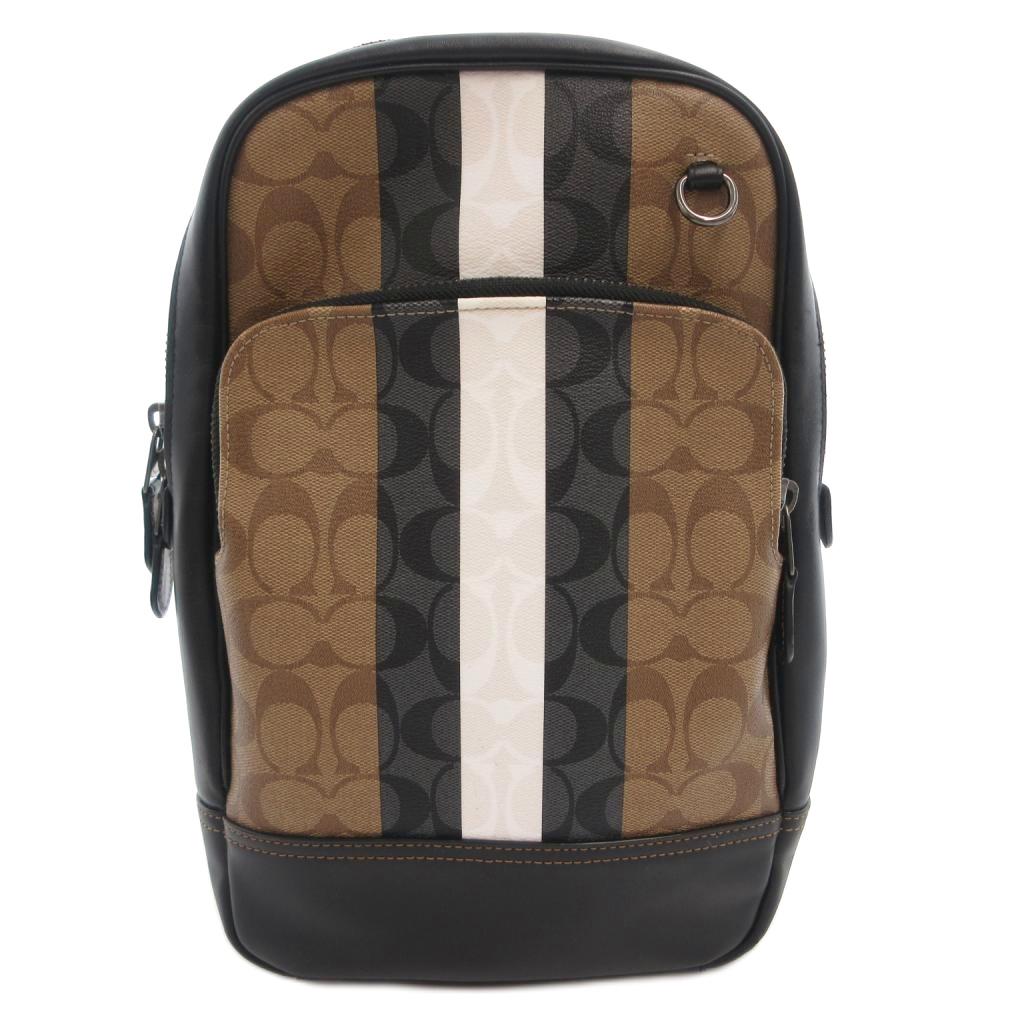【中古】コーチ COACH グラハム ボディバッグ ショルダー シグネチャー PVC レザー...