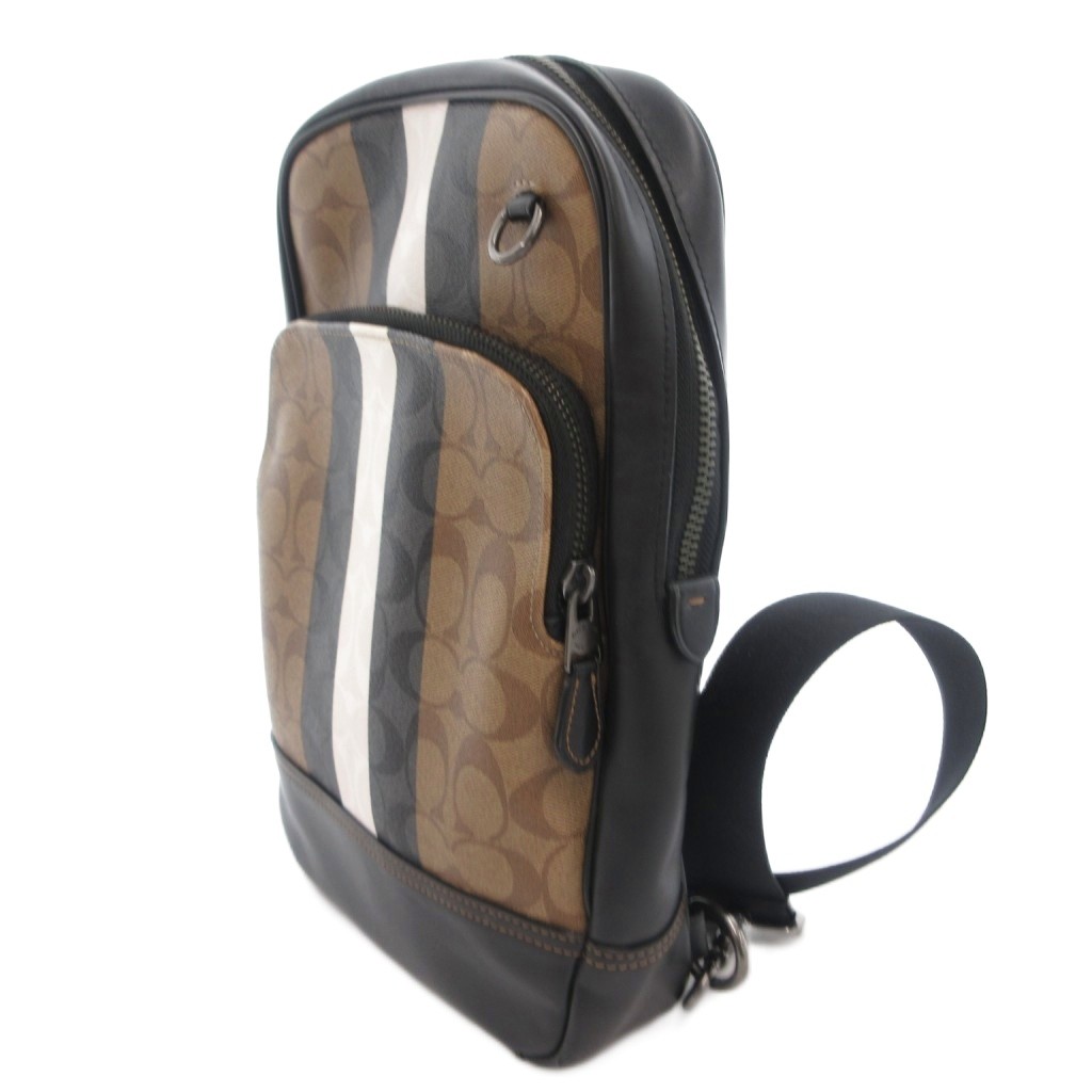 【中古】コーチ COACH グラハム ボディバッグ ショルダー シグネチャー PVC レザー...