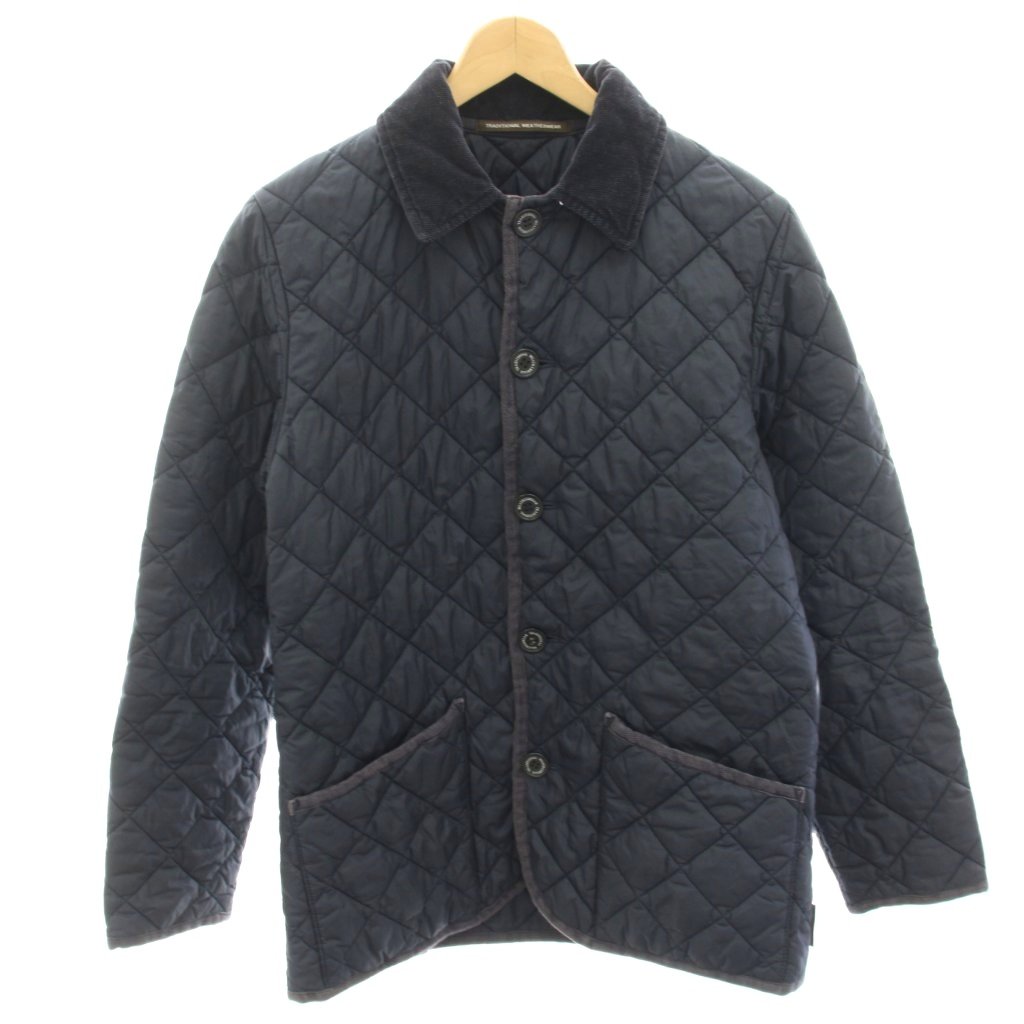トラディショナルウェザーウェア Traditional Weatherwear BUTTONED WAVERLY キルティングジャケット ブルゾン 衿コーデュロイ 38 紺 ネイビー 092DT-1001A /HN ■GY03 メンズ  260413