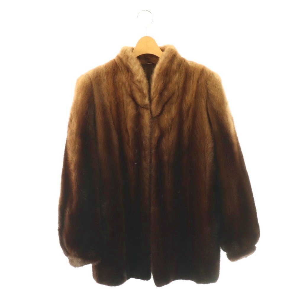 【中古】サガミンク SAGA MINK 金サガ ミンクファー コート ハーフ グラデーション 毛皮 13 ブラウン /DF ■GY18 レディース 【ベクトル 古着】 260418