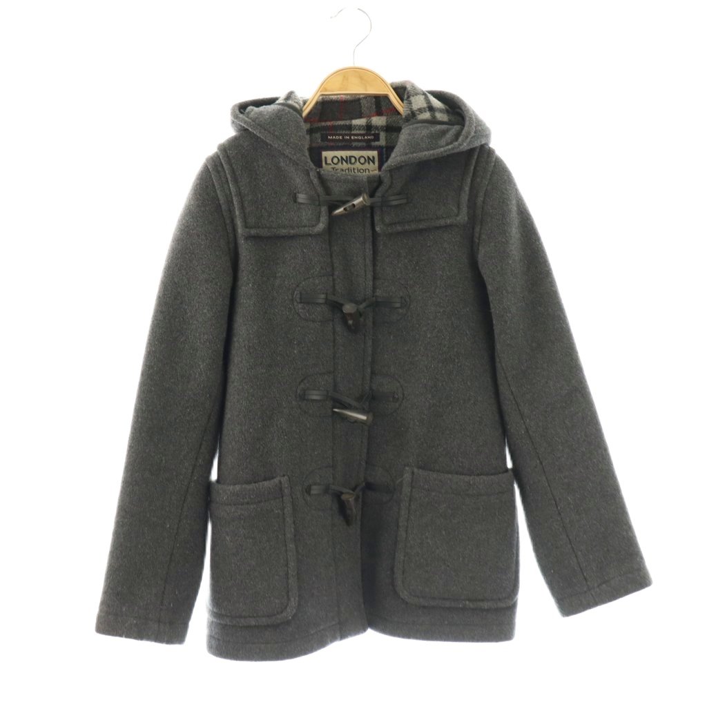 乐天商城 - 【中古】ロンドントラディション LONDON Tradition ダッフルコート ミドル丈 フード 036 チャコールグレー ■GY06 レディース 【ベクトル 古着】 260416