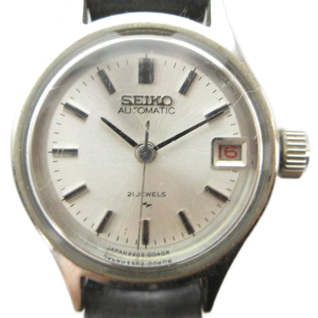 CITIZEN - 【中古】セイコー SEIKO AUTOMATIC オートマチック 2205-0040 腕時計 自動巻き ヴィンテージ ウォッチ デイト カレンダー付き 21石 ラウンド シルバー色 ■GY18 /MQ レディース 【ベクトル 古着】 260506