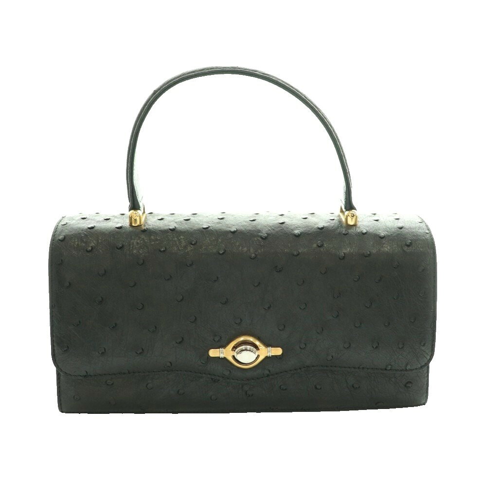 【中古】ノーブランド ハンドバッグ オーストリッチレザー 黒 ブラック /SS ■OS ■GY18 レディース 【ベクトル 古着】 260421