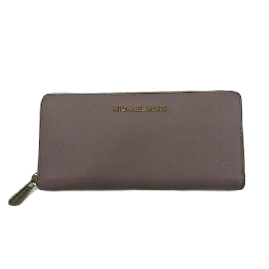 【中古】マイケルコース MICHAEL KORS 長財布 レザー 本革 ピンク ラウンドファス...