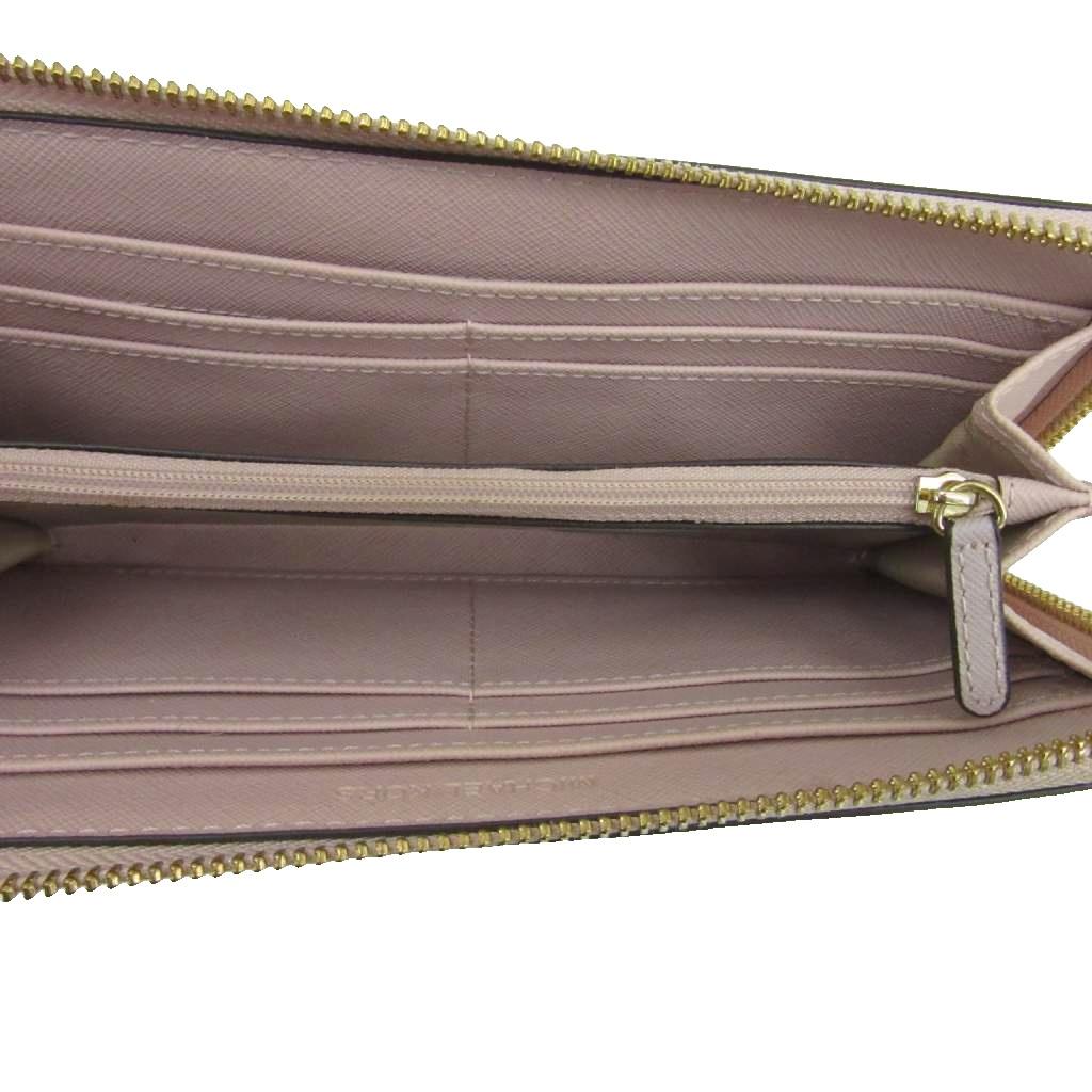 【中古】マイケルコース MICHAEL KORS 長財布 レザー 本革 ピンク ラウンドファス...