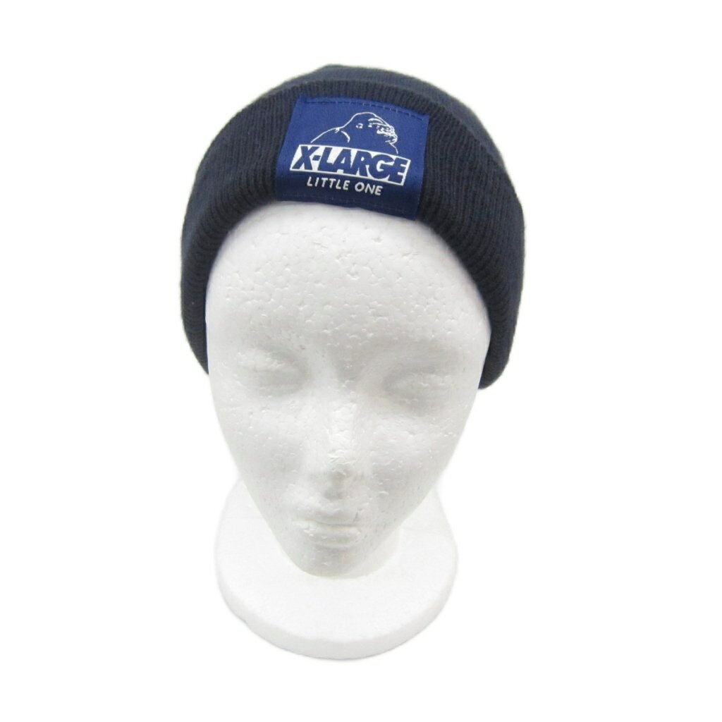 Hat - 【中古】エクストララージキッズ X-LARGE KIDS ニット帽 ニットキャップ ビーニー ロゴ F 紺 ネイビー /SY32 ■GY99 男の子 キッズ 【ベクトル 古着】 260428