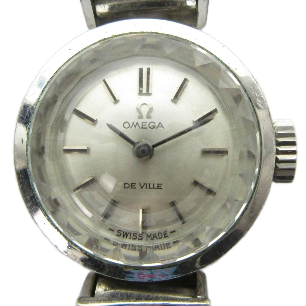 C, D, T, R, W - 【中古】オメガ OMEGA ジャンク品 De Ville デビル デヴィル カットガラス 腕時計 ヴィンテージ アンティーク ウォッチ 手巻き シルバー色 ■GY18 /MQ レディース 【ベクトル 古着】 260502