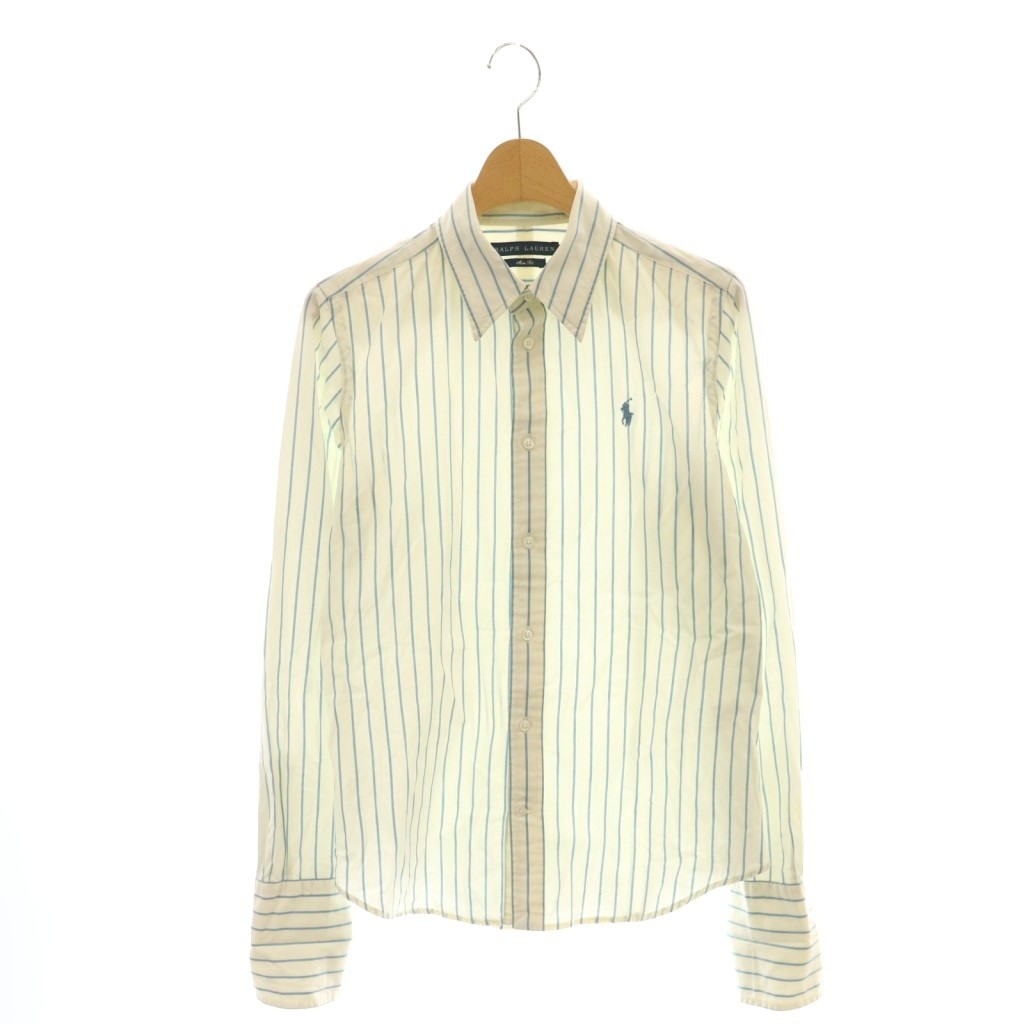 【中古】ラルフローレン RALPH LAUREN ワイシャツ 長袖 ストライプ 8 アイボリー ■GY11 /SY ■OS キッズ 【ベクトル 古着】 260427