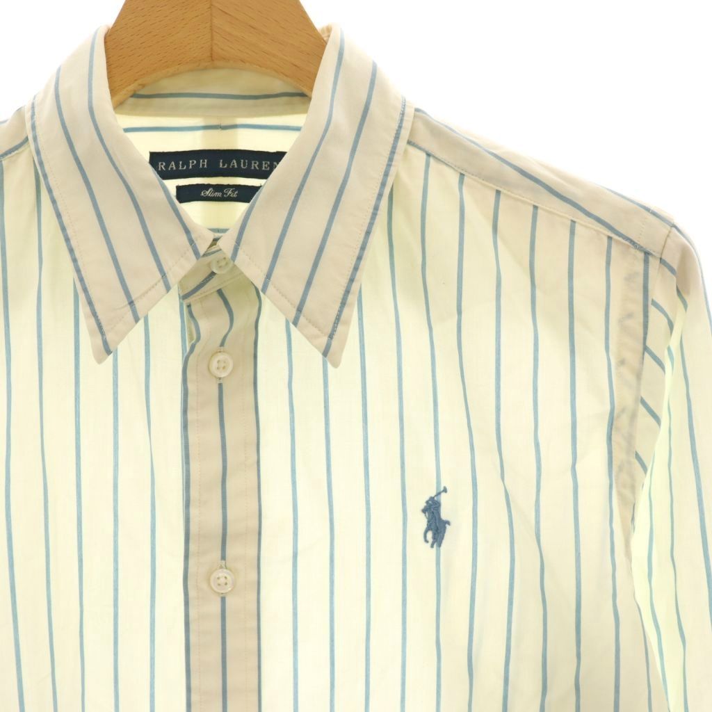 【中古】ラルフローレン RALPH LAUREN ワイシャツ 長袖 ストライプ 8 アイボリー ■GY11 /SY ■OS キッズ 【ベクトル 古着】 260427 3