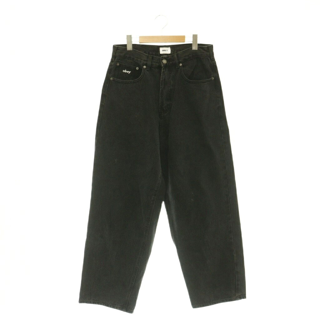 [Used] OBEY Wide Denim Jeans, Size 30, Black /CX ■GY28 Men's [Vector Used Clothing] 260507