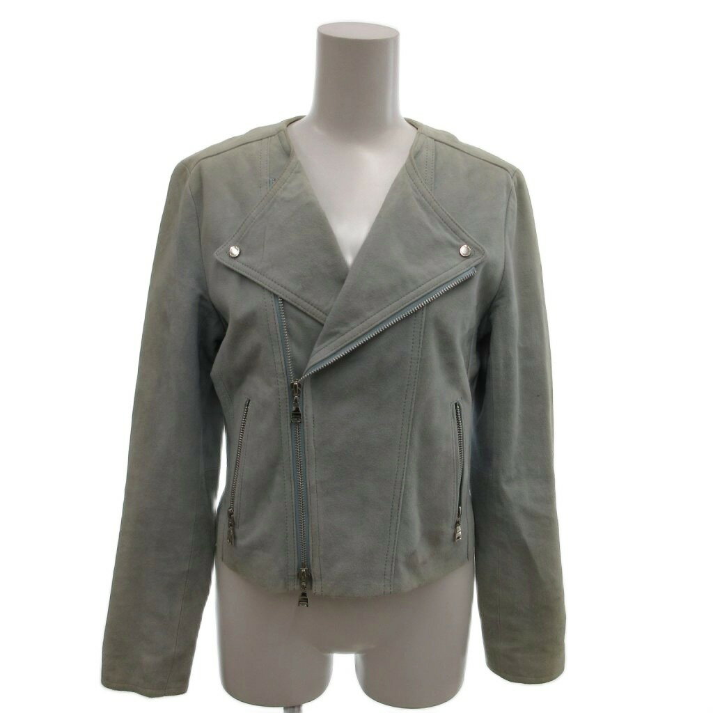 【中古】ラブレス LOVELESS ライダースジャケット 34 ヤギ革 水色 ノーカラー ダブルジップ ダブルブレスト /MX レディース 【ベクトル 古着】 260501