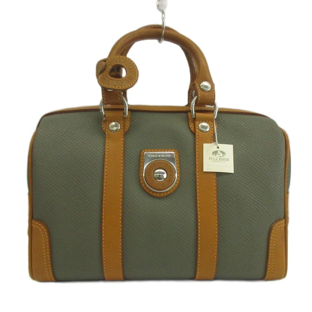 ペレボルサ PELLE BORSA ピコロインミラノ PICOLO IN MILANO ミニボストンバッグ ショルダー 2WAY PVC レザー ロゴ カーキ 茶色 ブラウン /XZ ■GY18 レディース  260509