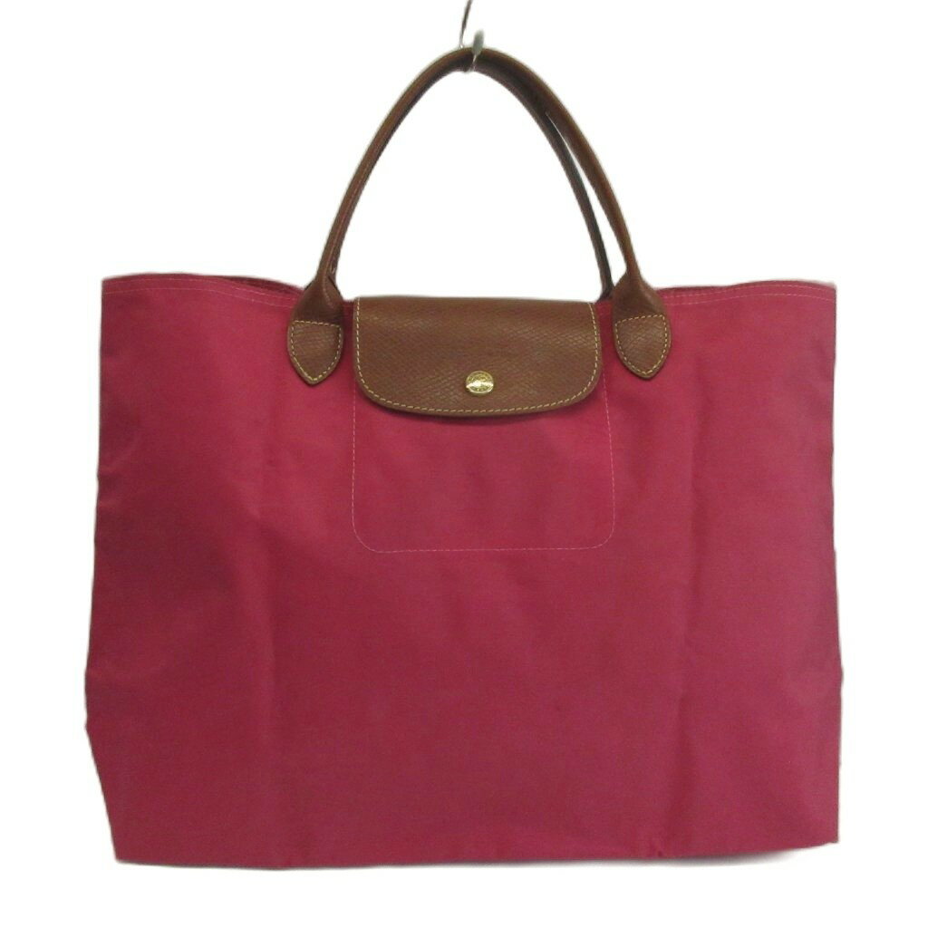 ロンシャン LONGCHAMP ル プリアージュ Le Pliage トートバッグ ナイロン レザー 折りたたみ ロゴ ピンク 茶色 ブラウン /XZ ■GY11 レディース  260521