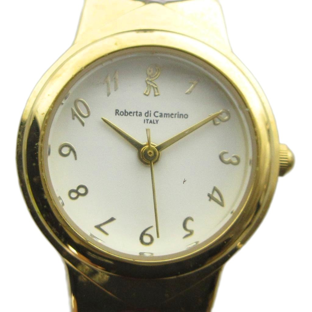 【中古】ロベルタディカメリーノ Roberta di Camerino 腕時計 ウォッチ クォーツ 白文字盤 レザーベルト ゴールド色 ■GY18 /MQ レディース 【ベクトル 古着】 260716