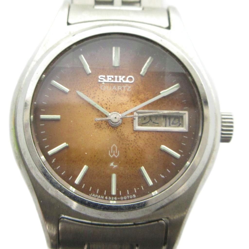 【中古】セイコー SEIKO ジャンク品 4326-0070 腕時計 ウォッチ クォーツ カレンダー付き ロゴ シルバー色 ■GY18 /MQ レディース 【ベクトル 古着】 260708