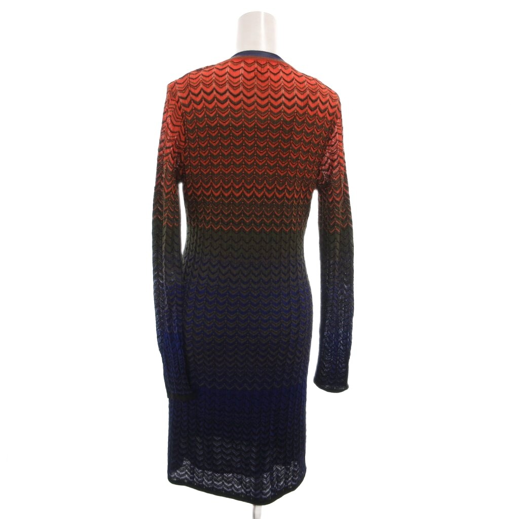 【中古】未使用品 ミッソーニ MISSONI タグ付き ワンピース 長袖 Vネック グラデーション インナー ひざ丈 38 マルチカラー /FF ■GY69 レディース 【ベクトル 古着】 260520