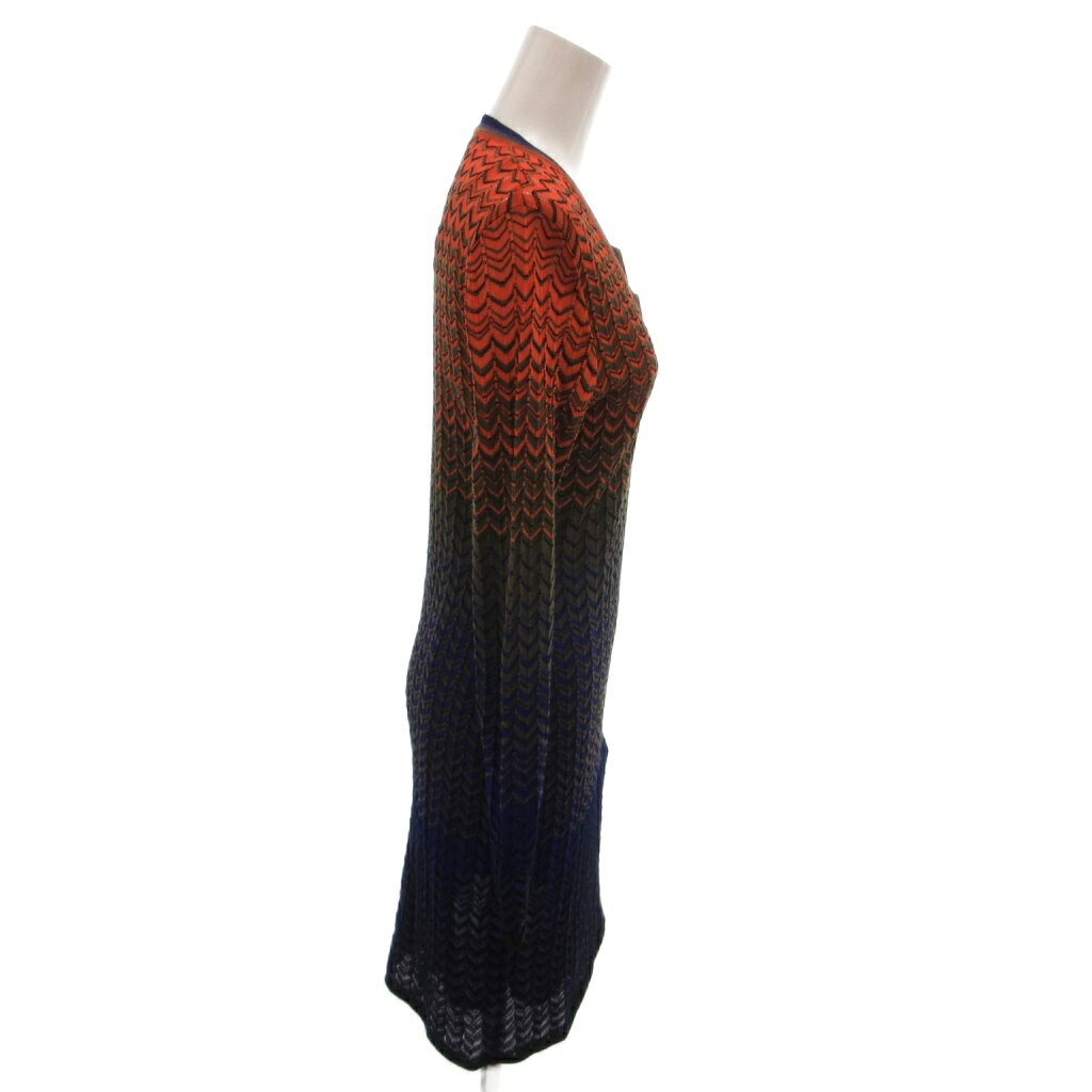 【中古】未使用品 ミッソーニ MISSONI タグ付き ワンピース 長袖 Vネック グラデーション インナー ひざ丈 38 マルチカラー /FF ■GY69 レディース 【ベクトル 古着】 260520