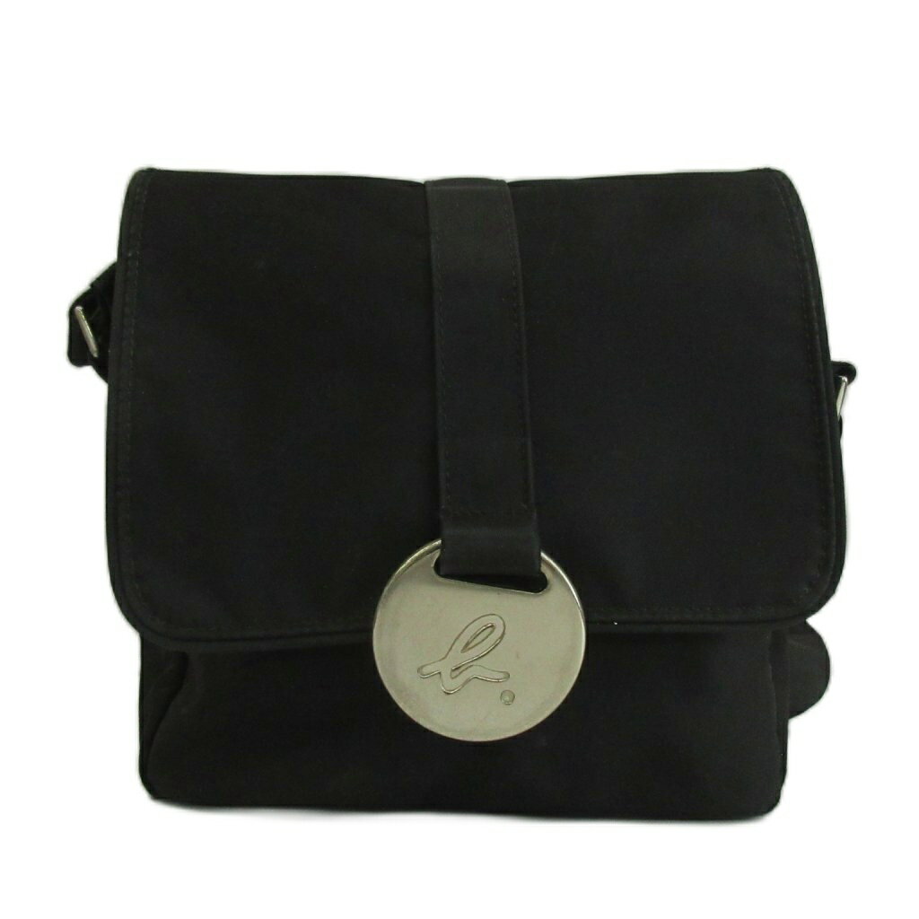 Shoulder Bags - 【中古】アニエスベー ボヤージュ Agnes b. VOYAGE ショルダーバッグ ナイロン フラップ ロゴ シルバー金具 黒 ブラック /XZ ■GY99 レディース 【ベクトル 古着】 260517