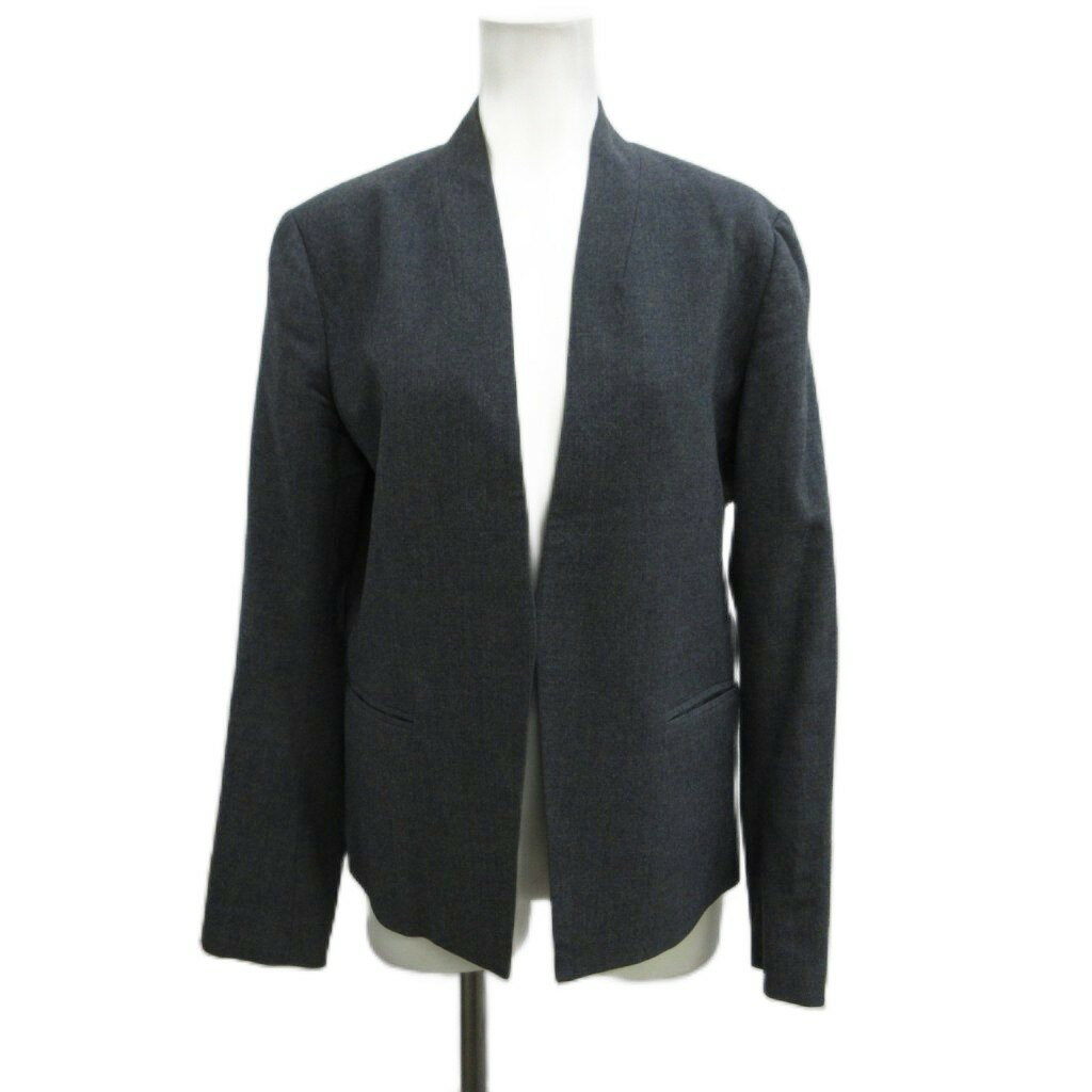 セオリーリュクス theory luxe SAXONY SOFT KAYLEE ノーカラージャケット 上着 ウール 38 グレー 長袖 オープンフロント 無地 03-7304150-030-038 /PP ■GY44 レディース  260520