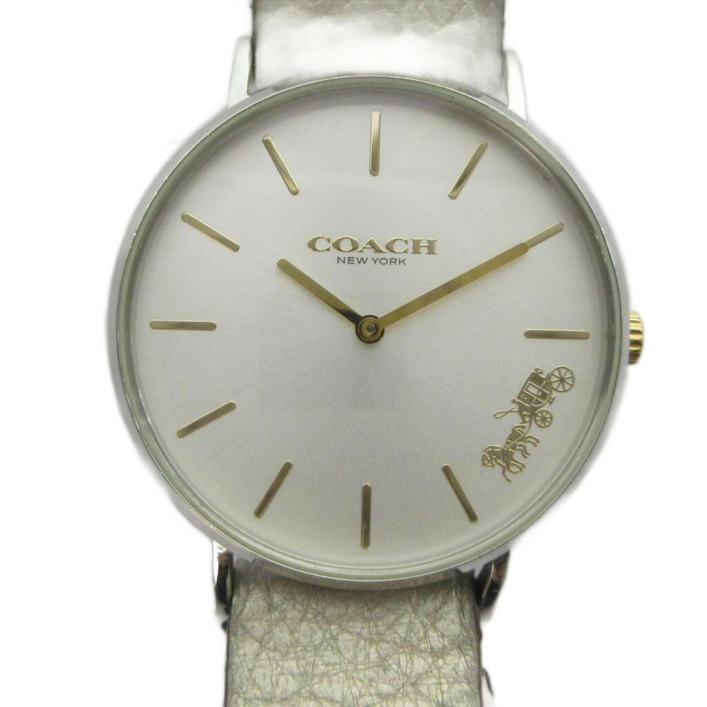 【中古】コーチ COACH CA.120.7.14.1601 腕時計 ウォッチ クォーツ レザーベルト 白文字盤 シルバー色 ■GY11 /MQ レディース 【ベクトル 古着】 260613
