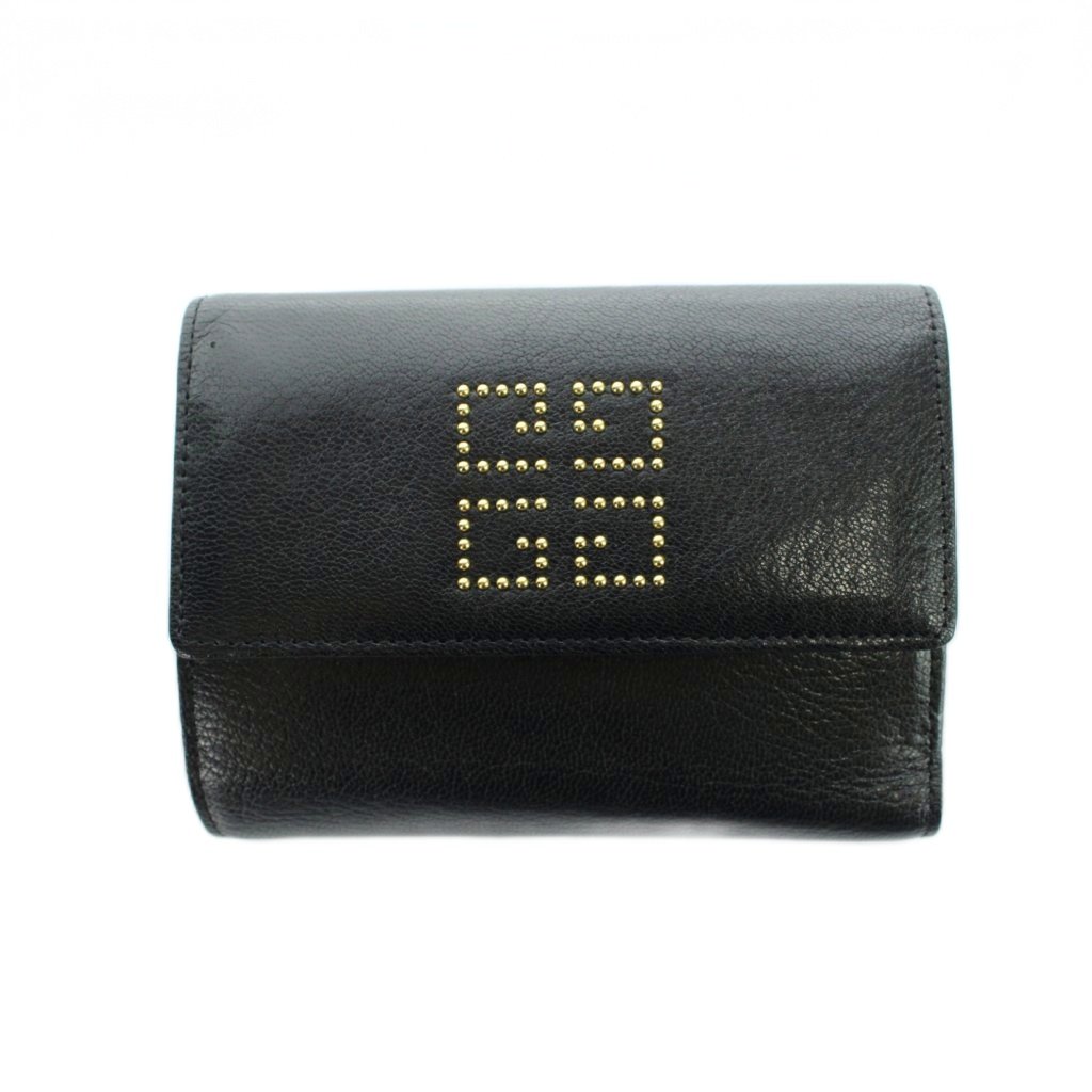 【中古】ジバンシィ GIVENCHY 二つ折り財布 ウォレット レザー ロゴ 黒 ブラック ■GY18 /MQ メンズ 【ベクトル 古着】 260518