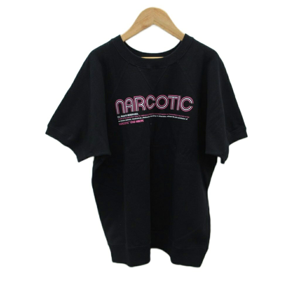 ナーコティック NARCOTIC Tシャツ カットソー M 黒 ブラック ロゴプリント 半袖 ラウンドネック 厚手 /YS23 ■GY99 メンズ  260601