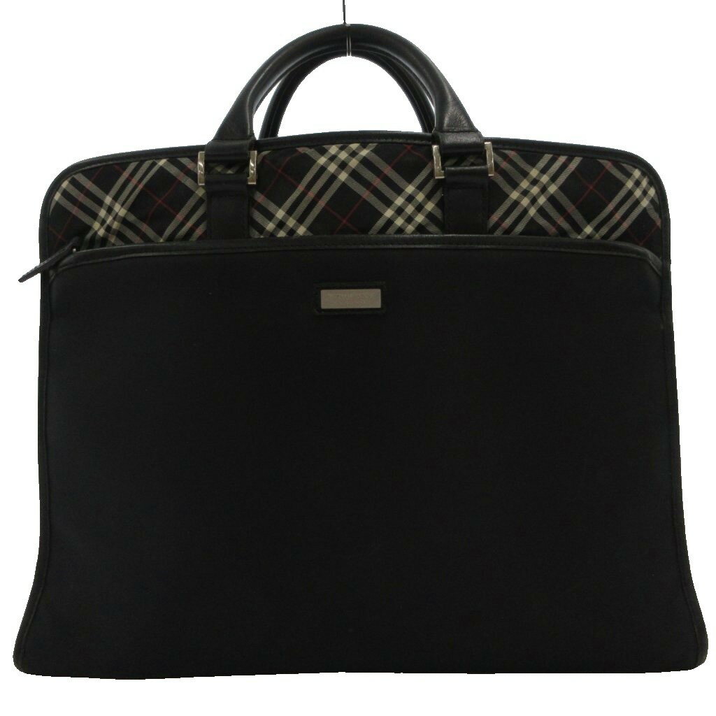 【中古】バーバリーブラックレーベル BURBERRY BLACK LABEL ハンドバッグ ビジネス ブリーフケース 書類カバン 黒 ブラック ノバチェック切り替え ブランドプレート /SD ■G メンズ 【ベクトル 古着】 260608