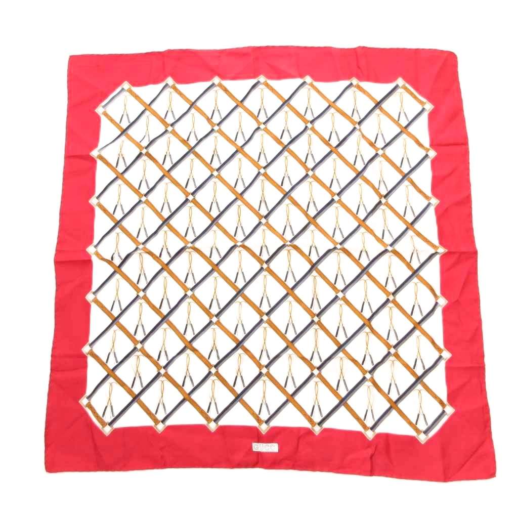 gucci///////////////\' - 【中古】グッチ GUCCI スカーフ ポケットチーフ 赤 レッド 白 ホワイト マルチカラー 格子柄 絹 シルク /SX ■GY11 レディース 【ベクトル 古着】 260608
