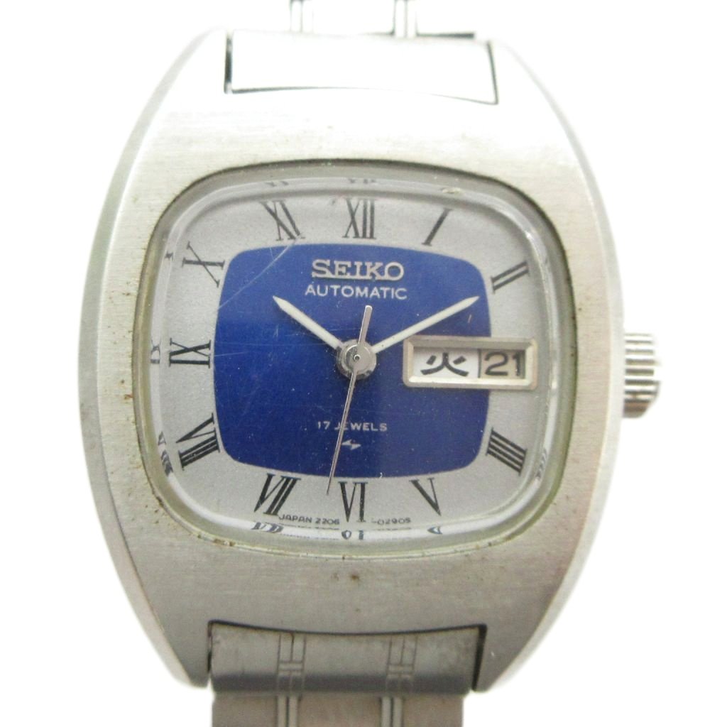 【中古】セイコー SEIKO ジャンク品 2206-3000 腕時計 ウォッチ 自動巻き ロゴ カレンダー付き シルバー色 ■GY18 /MQ レディース 【ベクトル 古着】 260530