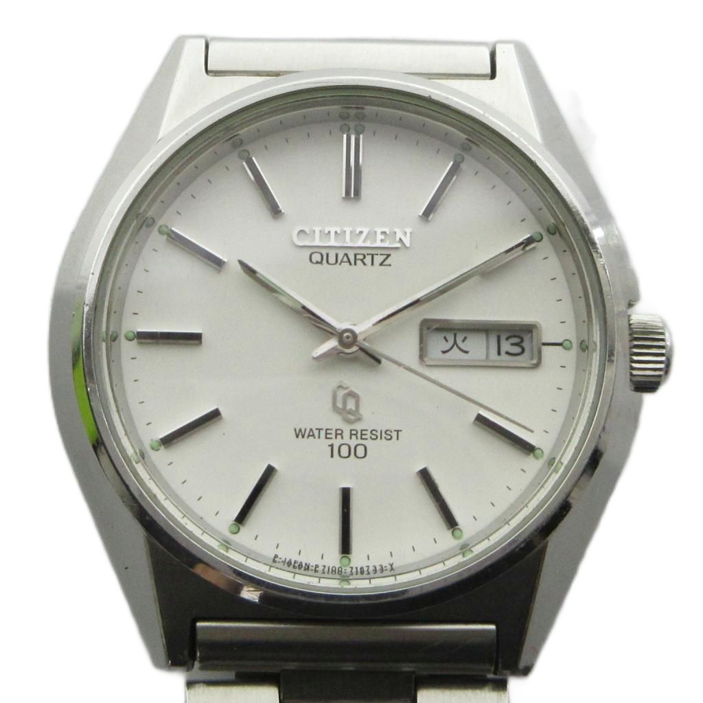 【中古】シチズン CITIZEN ジャンク品 4-732014 腕時計 クォーツ ウォッチ カレンダー付き シルバー色 ■GY11 /MQ メンズ 【ベクトル 古着】 260704