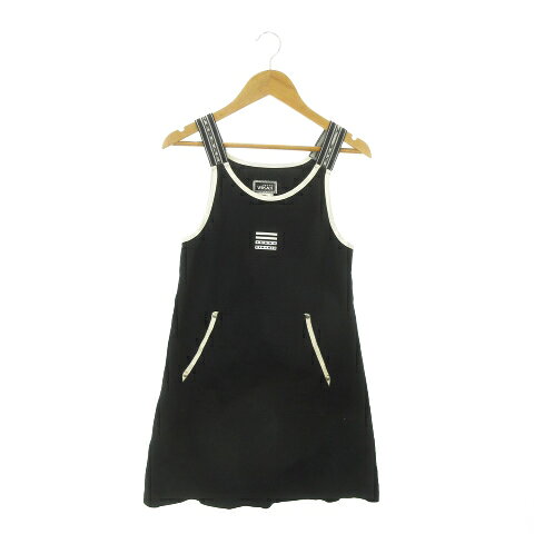 【中古】ヴェルサーチ ヴェルサーチェ VERSACE YOUNG VERSACE ワンピース 子ども服（女の子用） 12 黒 ブラック ノースリーブ ロゴプリント /AO36 ■GY99 キッズ 【ベクトル 古着】 260605