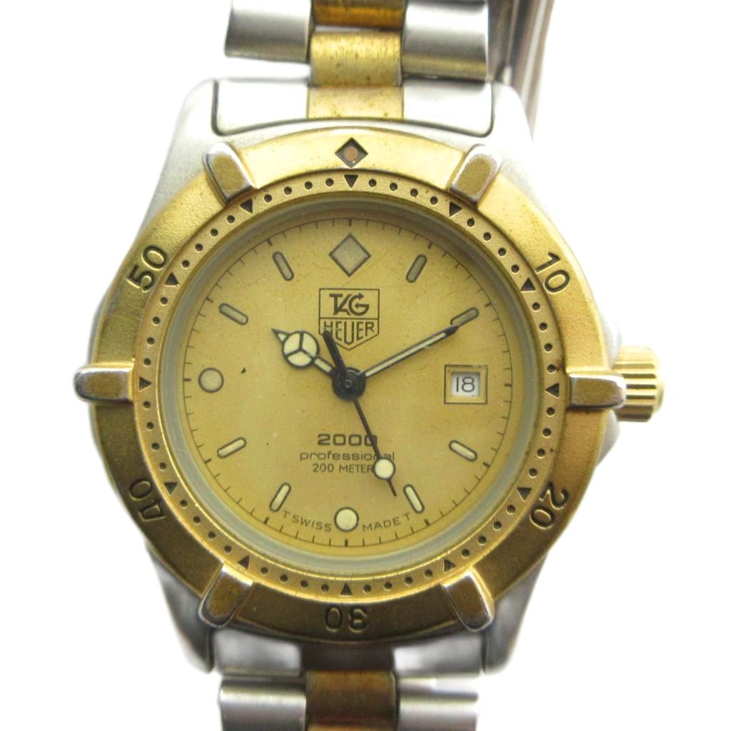 【中古】タグホイヤー TAG HEUER ジャンク品 964.015 2000シリーズ プロフェッショナル 腕時計 ヴィンテージ アンティーク ウォッチ クォーツ カレンダー付き デイト ゴールドカラー 金色 ■GY11 /MQ レディース 【ベクトル 古着】 260718