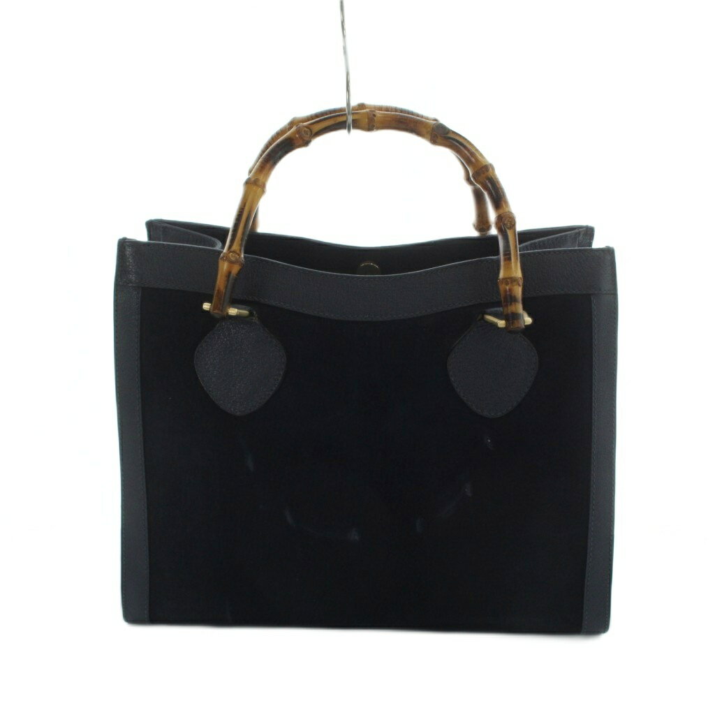 gucci///////////////\\\' - 【中古】グッチ GUCCI 002 1186 0260 バンブー ハンドバッグ トート スエード ロゴ 紺 ネイビー ■GY11 /MQ ■OH レディース 【ベクトル 古着】 260611