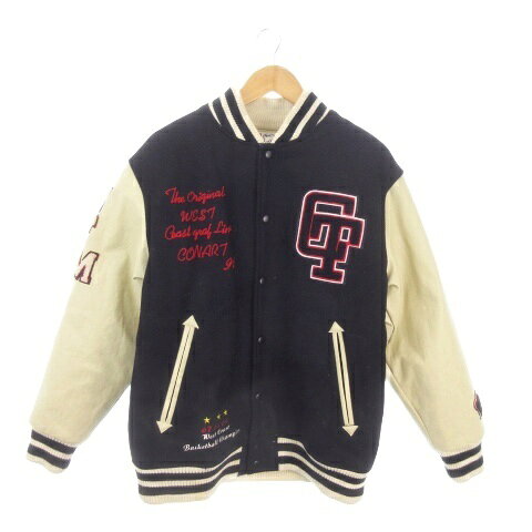 コナート CONART スタジャン ジャケット 上着 M 黒 ブラック ベージュ チェーンステッチ ワッペン 0755-90010 /MN14 ■GY01 メンズ  260618