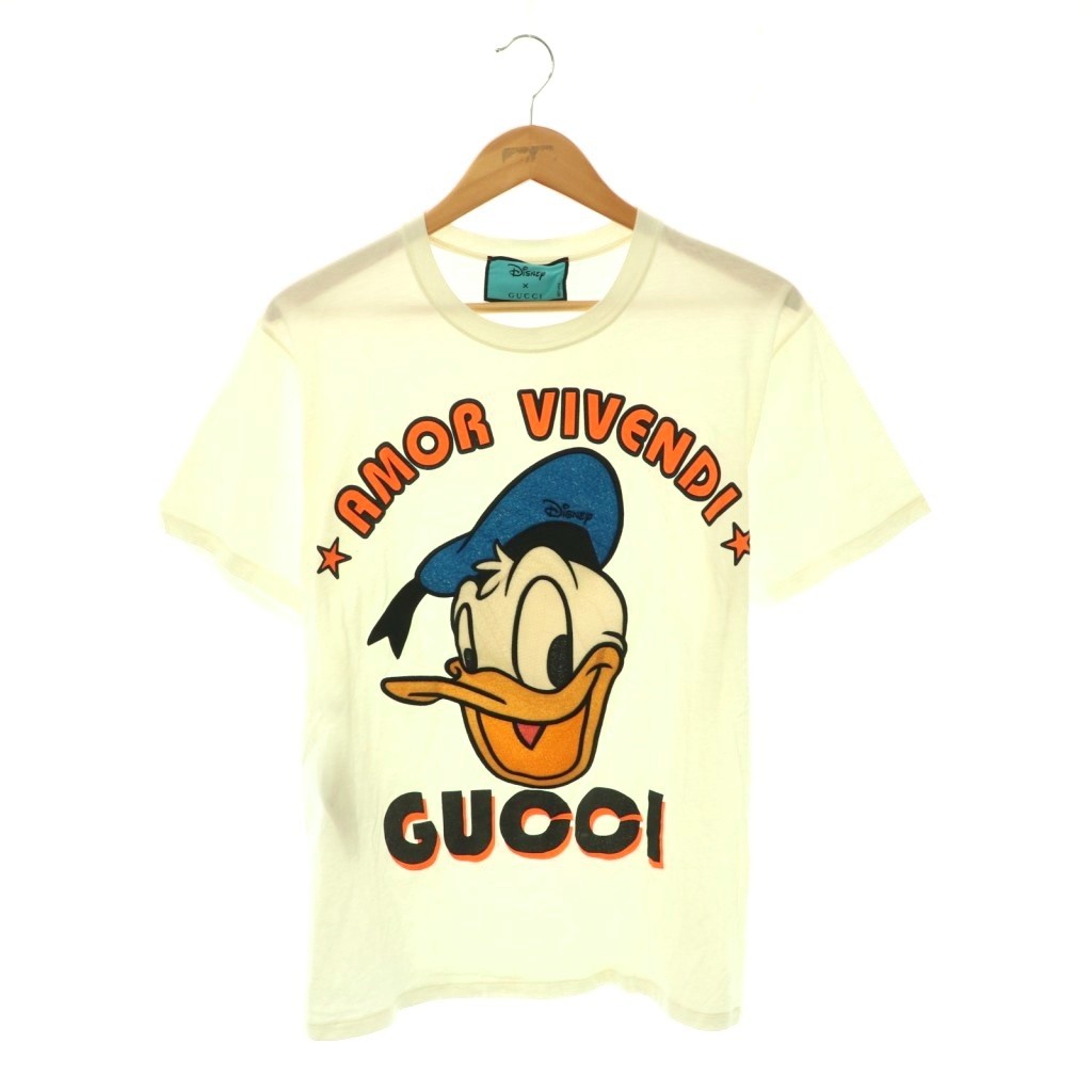 gucci///////////////\' - 【中古】グッチ GUCCI ×Disney Tシャツ カットソー 半袖 アップリケ XS 白 マルチカラー 615044 XJDBJ /CX ■GY11 メンズ レディース 【ベクトル 古着】 260613