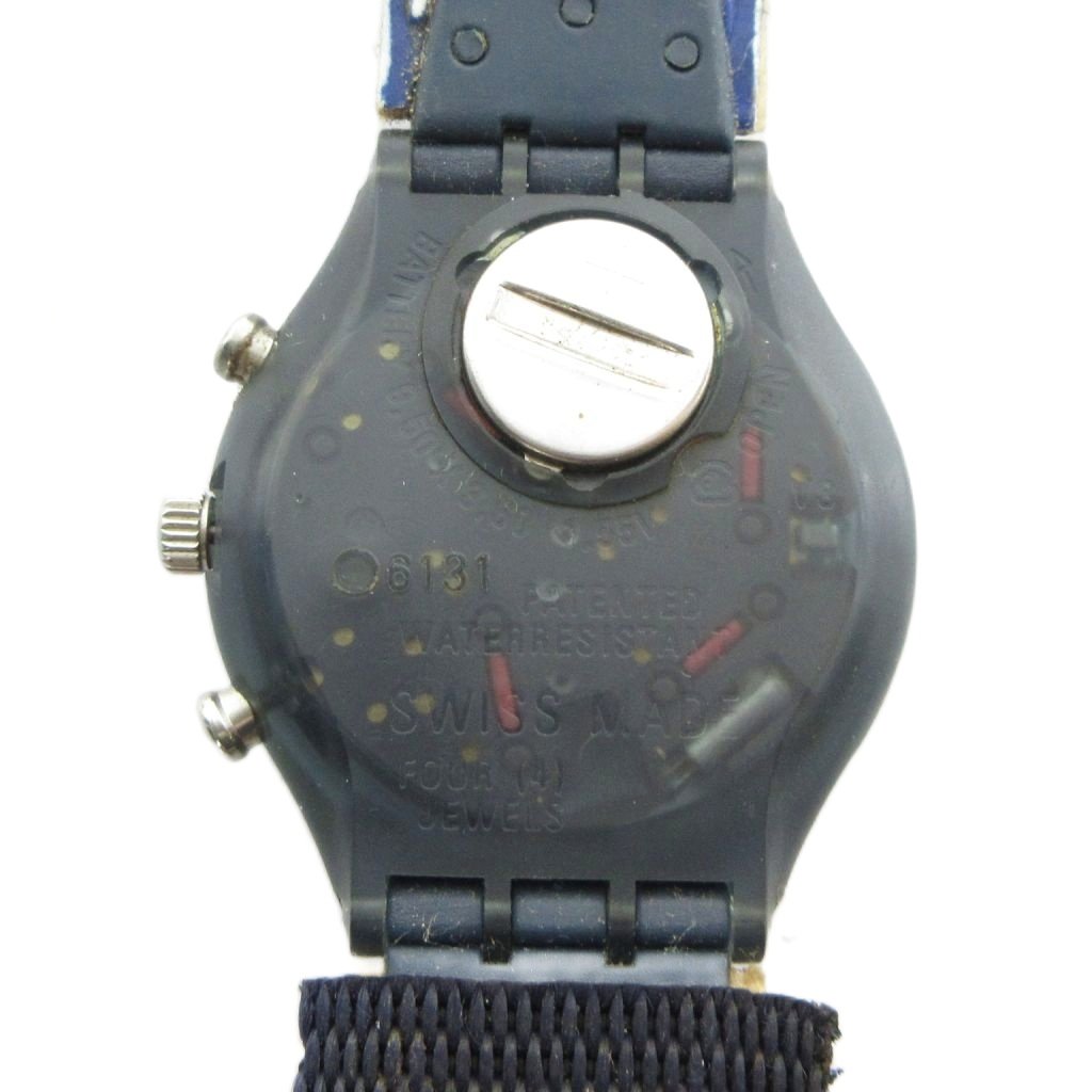 ブランド古着の買取販売ベクトルの【中古】スウォッチ SWATCH 1998年 サッカー フランスワールドカップ 記念 Chrono GOOOAL France SCZ401FR 腕時計 クォーツ ウォッチ クロノグラフ 黒 ブラック ■GY18 /MQ メンズ 【ベクトル 古着】 260722｜アングル2