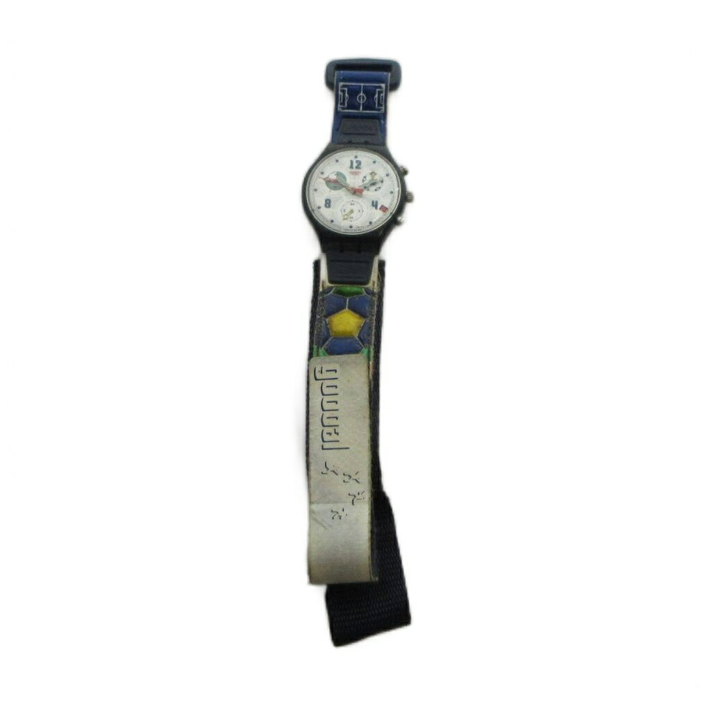 ブランド古着の買取販売ベクトルの【中古】スウォッチ SWATCH 1998年 サッカー フランスワールドカップ 記念 Chrono GOOOAL France SCZ401FR 腕時計 クォーツ ウォッチ クロノグラフ 黒 ブラック ■GY18 /MQ メンズ 【ベクトル 古着】 260722｜アングル3