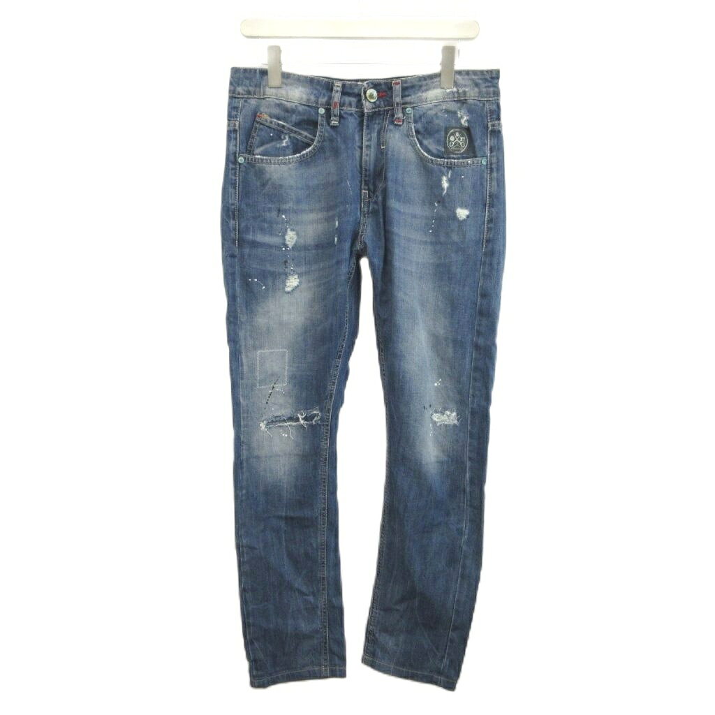 [Used] Berna Denim Pants Jeans, Distressed, Painted, Size 44, Blue Indigo Blue, Bottoms, Long Pants /YU ■GY03 [Vector Used Clothing] 260623