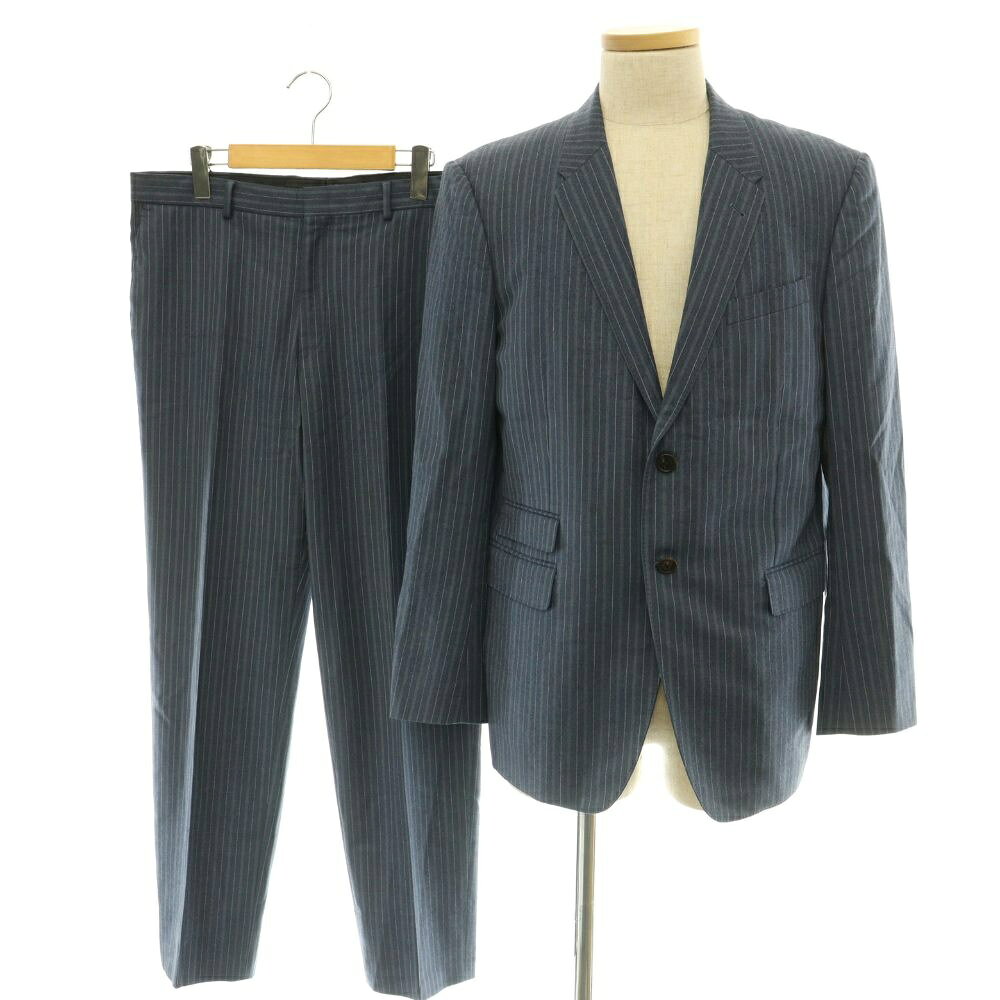 【中古】ポールスミス PAUL SMITH LONDON セットアップ スーツ テーラードジャケット パンツ カノニコ生地 ストライプ L2 ブルー /HK メンズ 【ベクトル 古着】 260706