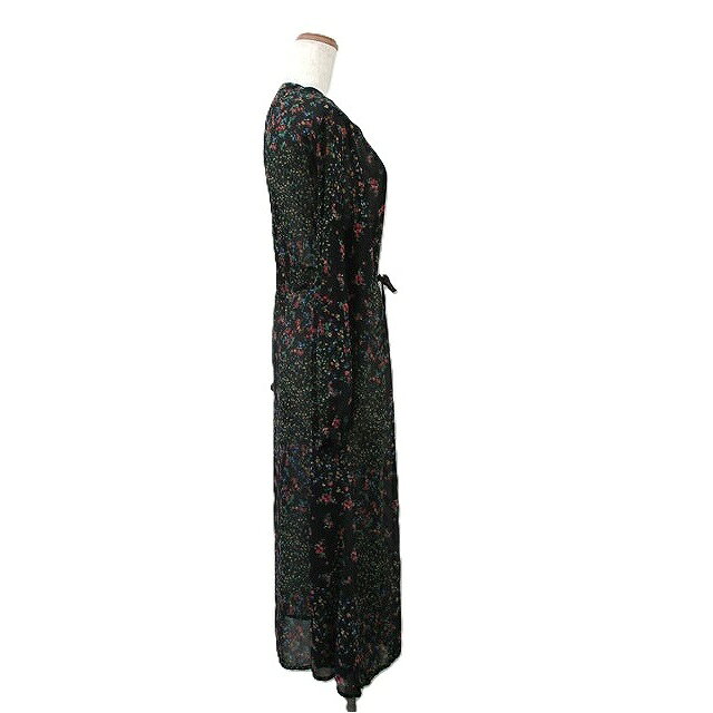 【中古】グローバルワーク GLOBAL WORK シアー ワンピース ロング 長袖 リボン 花柄 ブラック 黒 /KT18 ■GY19 レディース 【ベクトル 古着】 260711 auc-vector-21116599 ブランド古着の買取販売ベクトル サンプル画像2