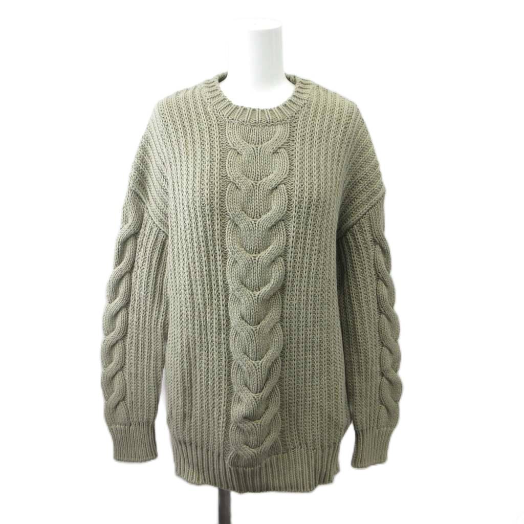 【中古】マックスマーラ MAX MARA 白タグ ニット セーター 長袖 ケーブル編み S カーキ クルーネック / 2411361213 6 70 NP ■GY19 レディース 【ベクトル 古着】 260716