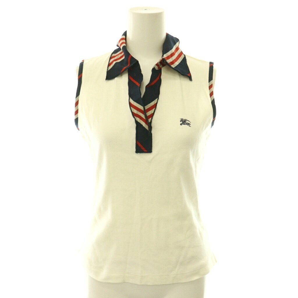 【中古】バーバリーブルーレーベル BURBERRY BLUE LABEL カットソー ノースリーブ トリコロール 38 白 ホワイト マルチカラー /CX ■GY18 レディース 【ベクトル 古着】 260730