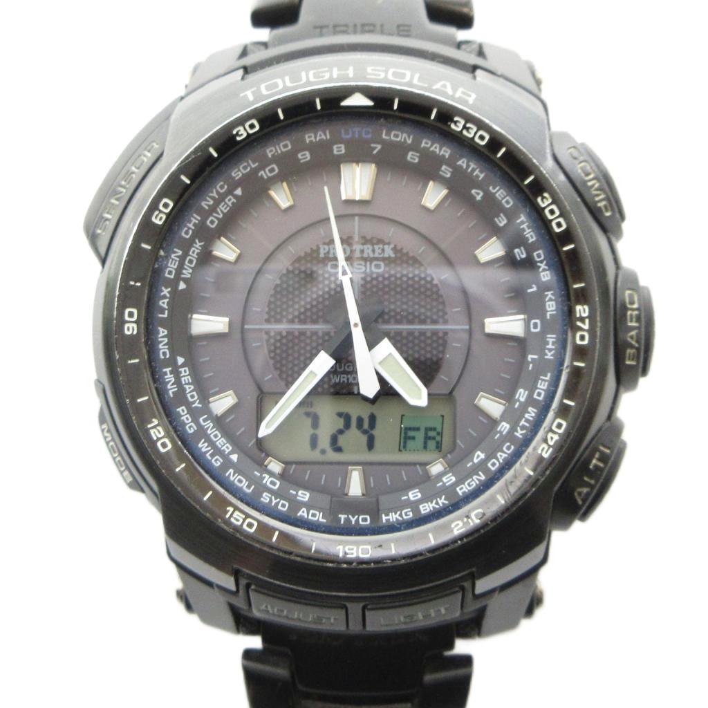 【中古】カシオ CASIO PRW-5100YT PRO TREK プロトレック 腕時計 ウォッチ ソーラー カレンダー付き デイト アナデジ 黒 ブラック ■GY18 /MQ メンズ 【ベクトル 古着】 260725