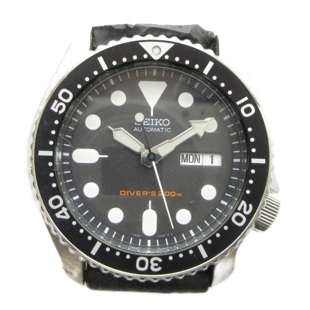 【中古】セイコー SEIKO 7S26-0020 DIVER'S 200m 腕時計 ダイバーズウォッチ ブラックボーイ ケースのみ 自動巻き 黒文字盤 カレンダー付き デイデイト シルバー色 ■GY11 /MQ メンズ 【ベクトル 古着】 260729